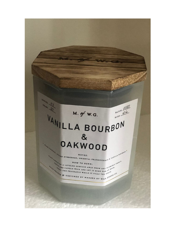 Makers of Wax Goods  Bourbon Vanilla and Oakwood Candle