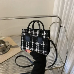 Women Mini Checkered Pattern Handbag