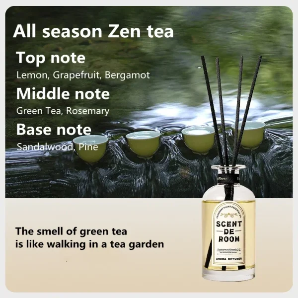 Reed Diffuser with Essential Oil Sweet orchard, Sandalwood, Zen Tea scent diffuser set - Image 5