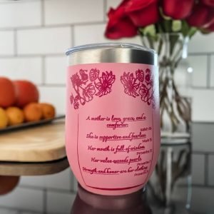 Betianna 12 Oz. wine Tumbler with Lid -Insulated Double  Wall Vacuum Stainless Steel Mother's day Gift