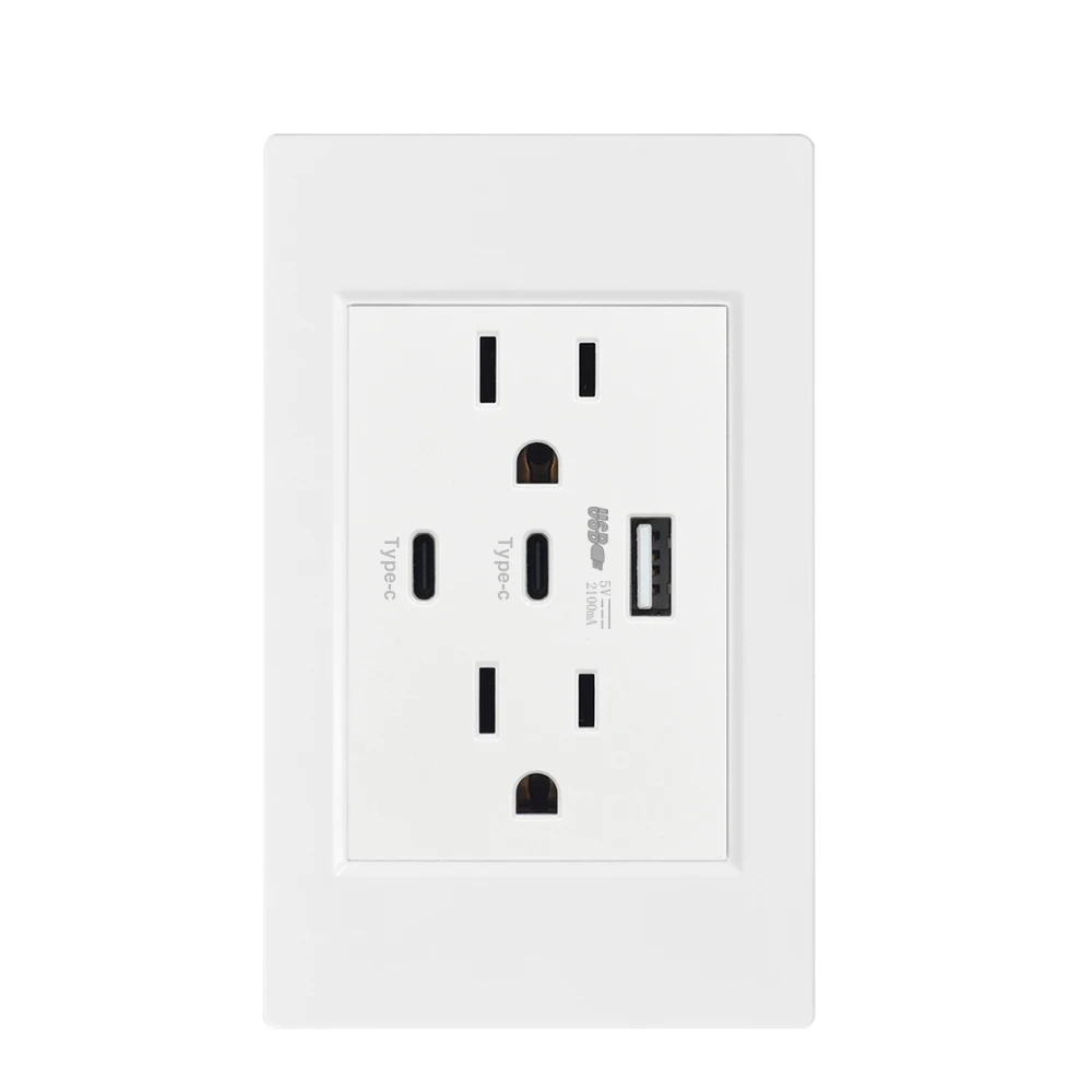 Wall Outlet 5V2.1A, Charging Power Outlet with USB Ports