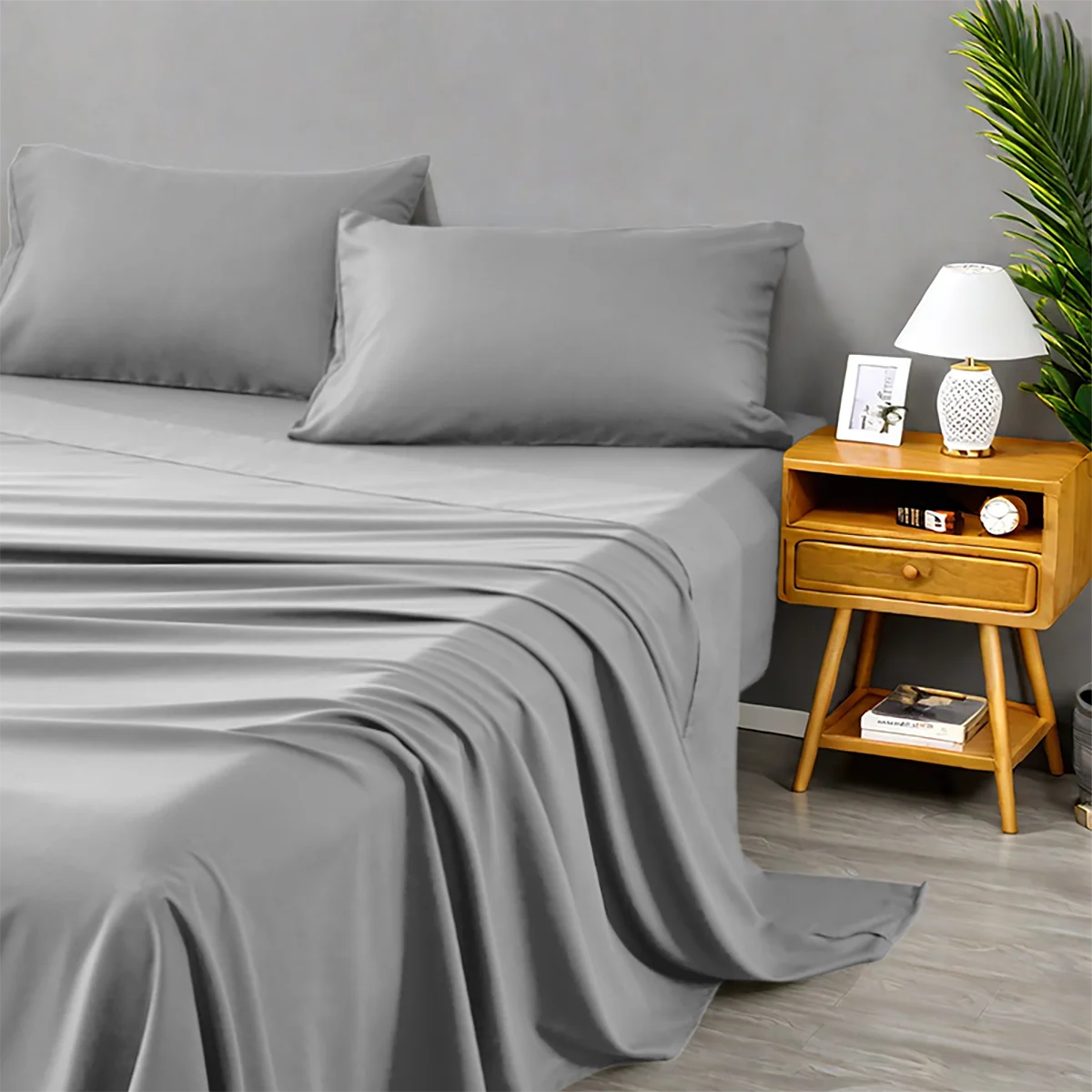 3/4Pcs soft solid color fashionable home bedding set - Image 3