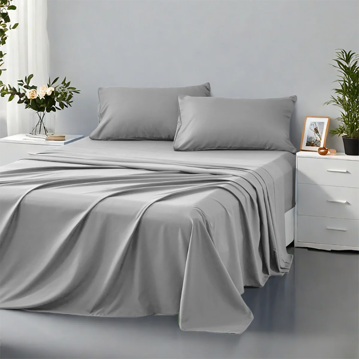 3/4Pcs soft solid color fashionable home bedding set - Image 2