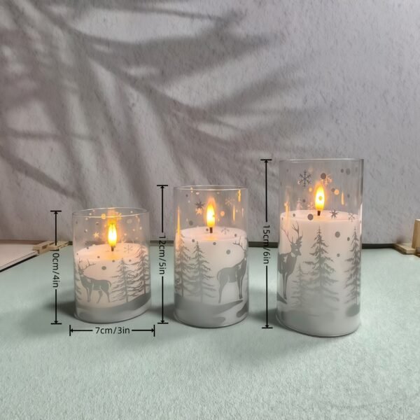 3pcs LED Flameless Elk Print Candles with Remote Control - Image 4