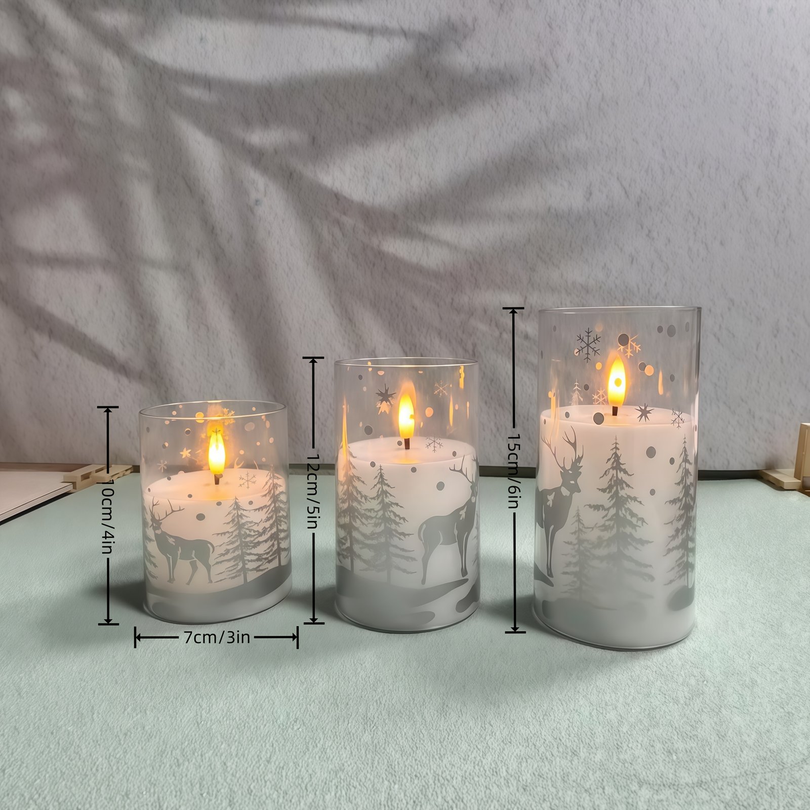 3pcs LED Flameless Elk Print Candles with Remote Control - Image 4
